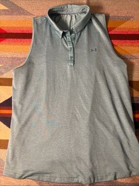 Under Armour Women’s Sleeveless Polo Tank - Heather Light Blue